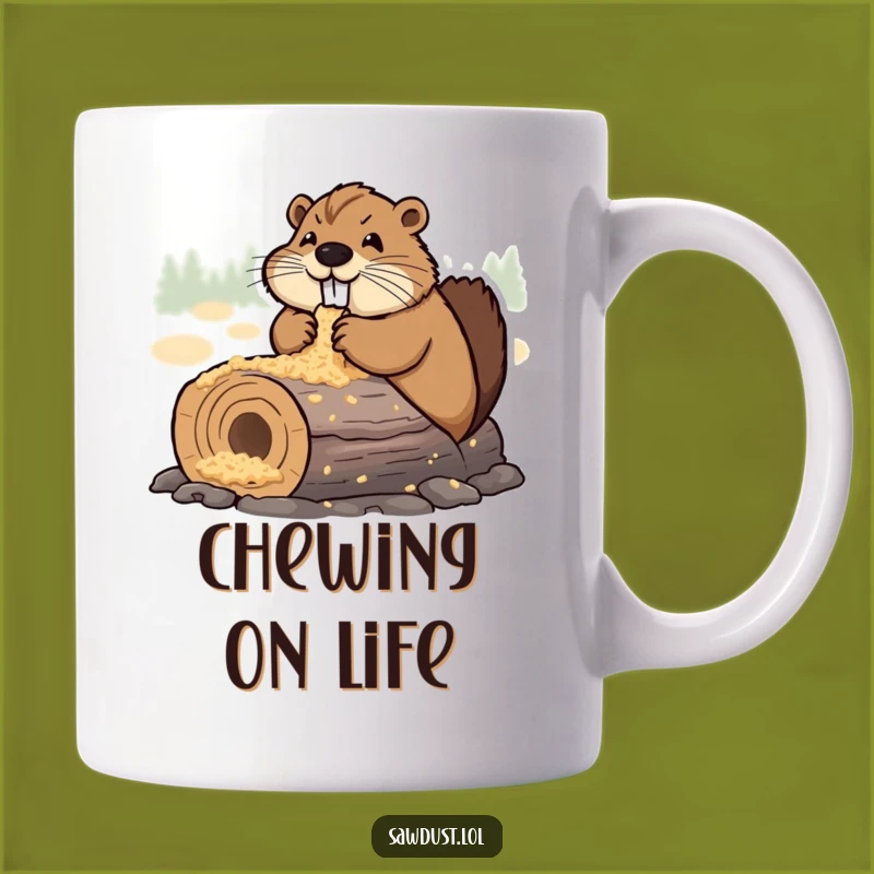 Funny Beaver Mug: Determined Chewing Design, Perfect Humorous Gift!