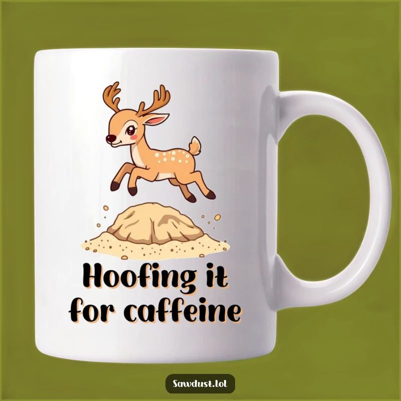 Funny Leaping Deer Sawdust Jump Mug - Hilarious Woodland Creature Gift Idea