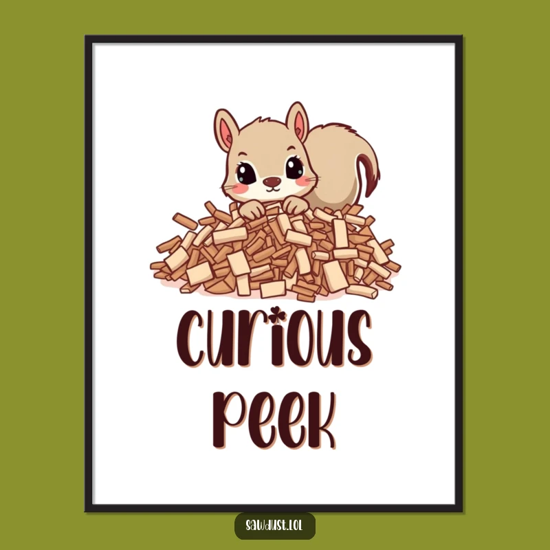 Funny Squirrel Peek Digital Art: Instant Curious Character Decor