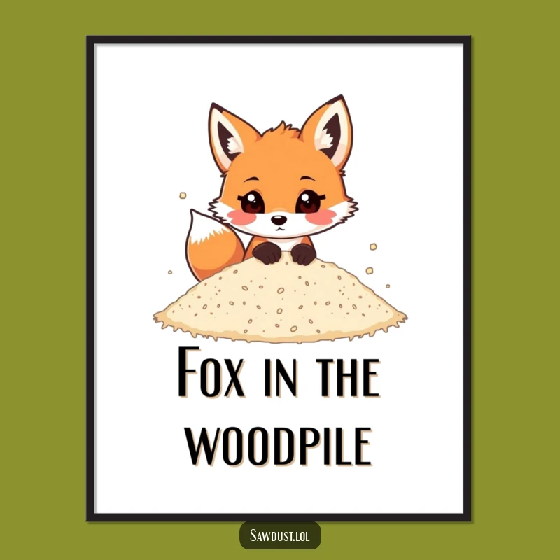 Funny Fox Peeking Sawdust Digital Art: Playful Graphic, Instant Intrigue Download