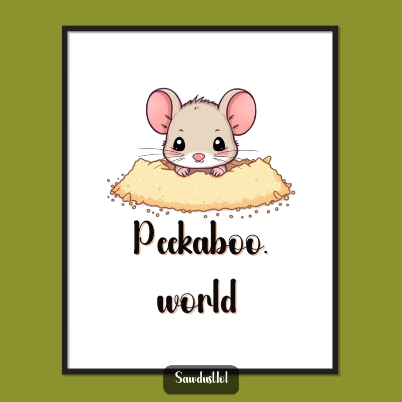 Funny Mouse Digital Art: Shy Peek Scene, Perfect Humorous Decor Gift!