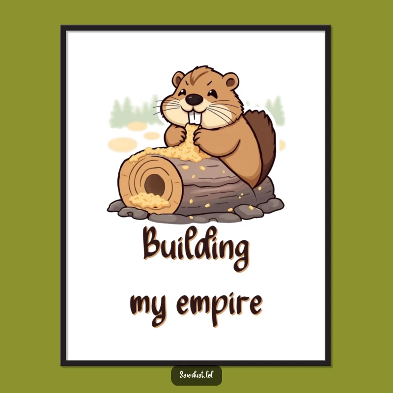Funny Beaver Poster: Chewing Determination Art, Perfect Humorous Decor Gift!