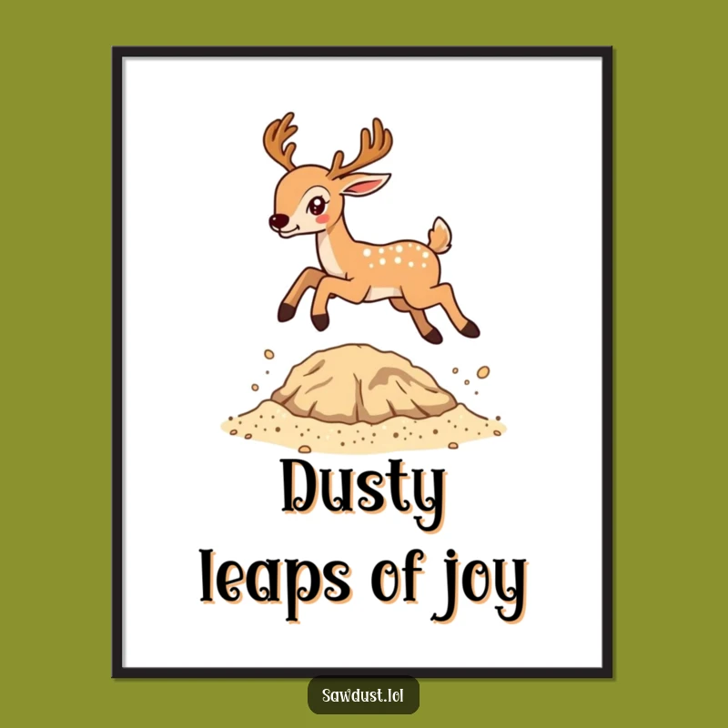 Funny Deer Sawdust Leap Poster - Hilarious Woodland Wall Art Gift
