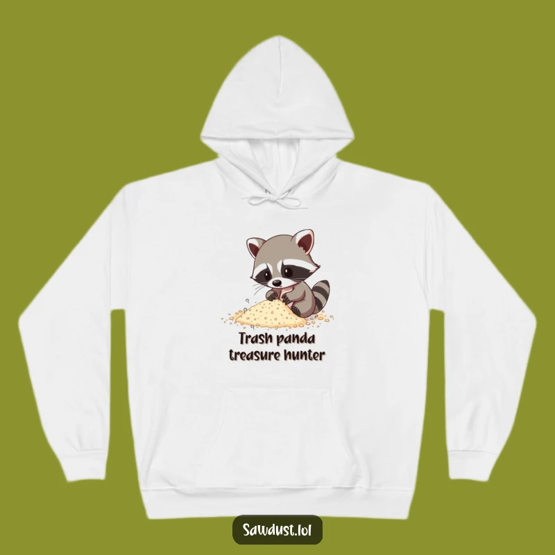 Cozy Funny Raccoon Sawdust Hoodie - Warm & Humorous Critter Apparel Gift