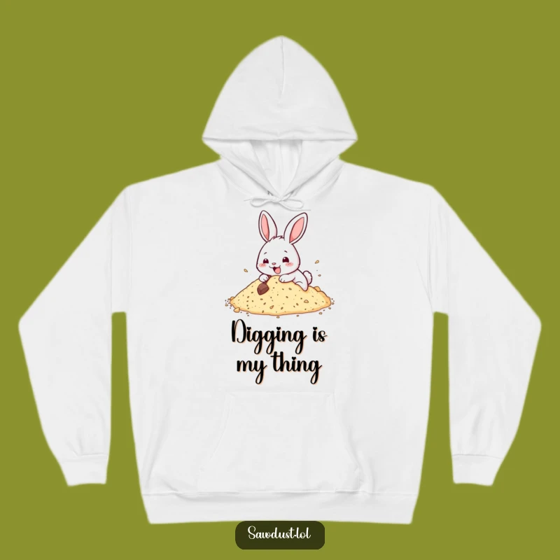 Funny Rabbit Dig Hoodie: Stay Cozy with This Happy Character