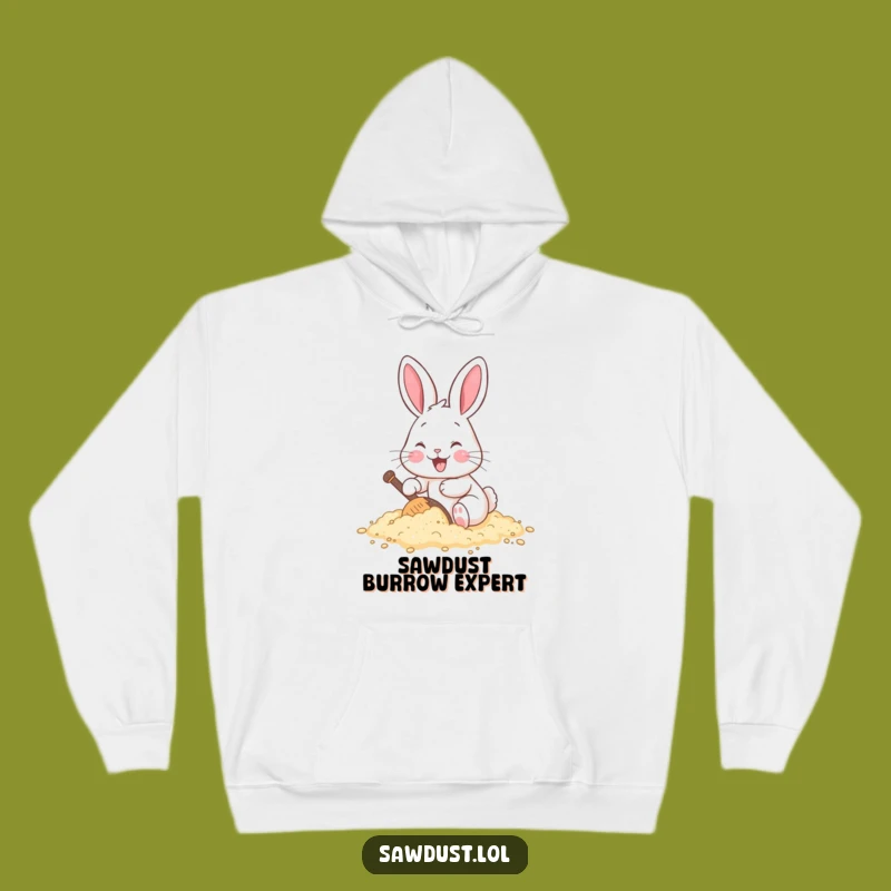 Funny Rabbit Digging Sawdust Hoodie: Cozy Cheerful Design, Perfect Warm Gift