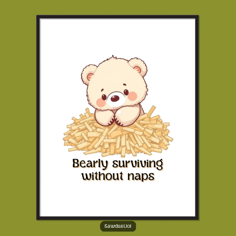Funny Free Printable Bear Cub Art: Playful Wood Shavings Downloadable Wall Decor!