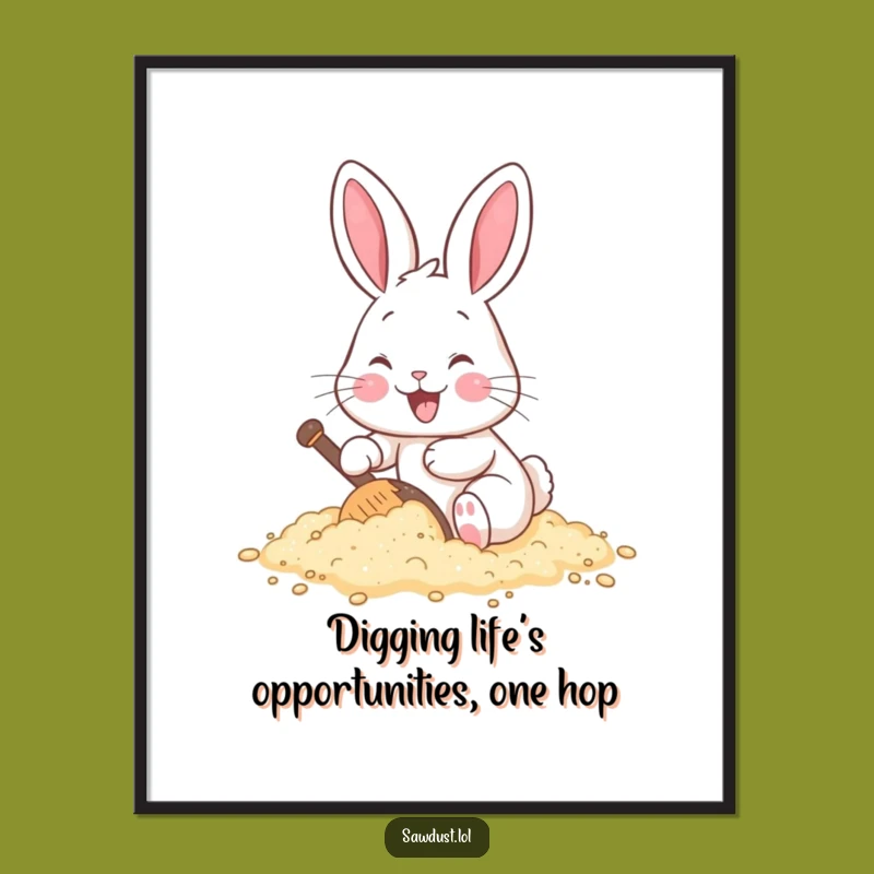 Funny Free Printable Rabbit Art: Cheerful Digging Downloadable Wall Decor!