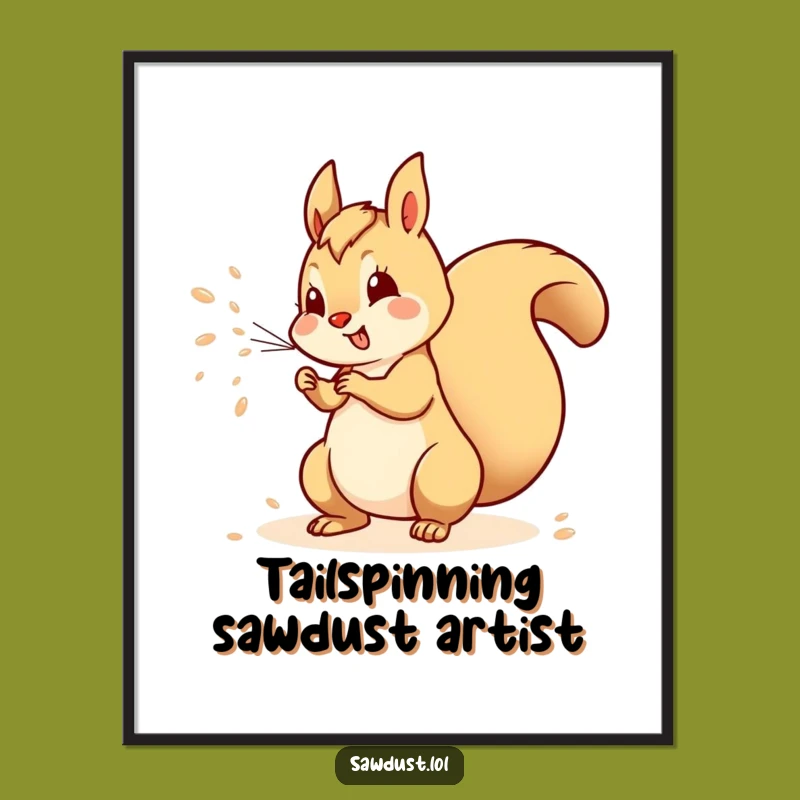 Funny Free Printable Wall Art: Squirrel Spraying Sawdust, Humorous Downloadable Art for Playful Decor
