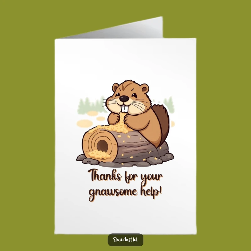 Free Printable Thank You Card: Happy Beaver Chewing, Humorous Downloadable Greeting for Gratitude