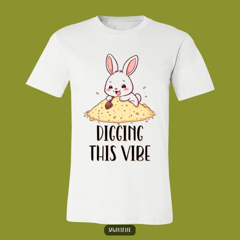 Funny Rabbit Dig T-Shirt: Show Your Enthusiasm with This Happy Character
