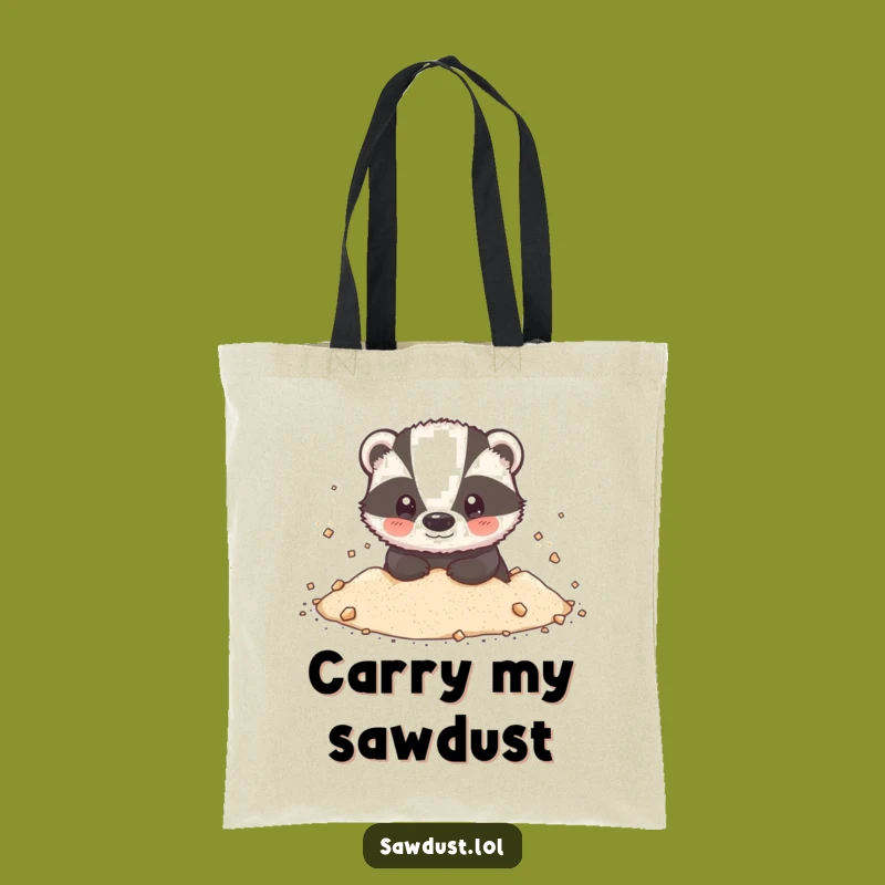 Funny Badger Sawdust Tote Bag: Carry Your Woodland Fun